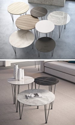 Coffee and side tables with stoneware top