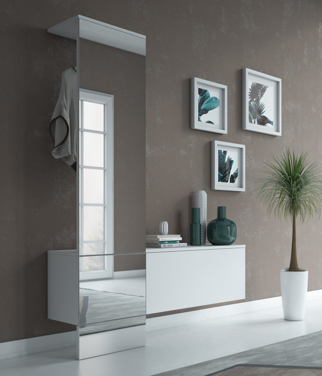 Attaccapanni Con Specchio E Scarpiera Da Ingresso H03