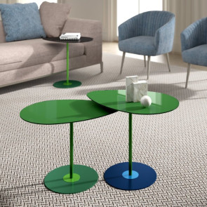 Composizione di tavolini a goccia in vetro colorato Crystal Drop