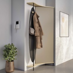 Specchio ovale con pannello appendiabiti posteriore