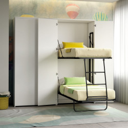 Letto a castello a scomparsa verticale integrato con armadio
