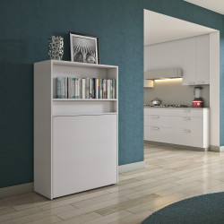 Mobile contenitore trasformabile disponibile in legno melaminico bianco venato o olmo chiaro