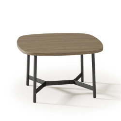 Tavolino quadrato con piano in effetto legno