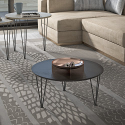 Tavolino cm Ø 59 con piano in Iron Naturale opaco e gambe in metallo verniciato nero antracite