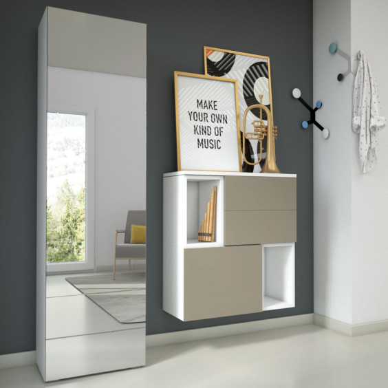 Modern 1 door coat wardrobe with mirror w.50 d.35 h.140 cm