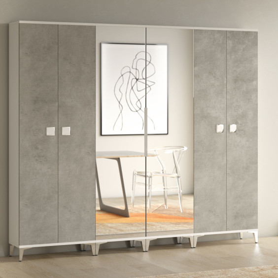 Space-saving 6-door hallway wardrobe 190 cm wide, only 31 cm deep and 190 cm high