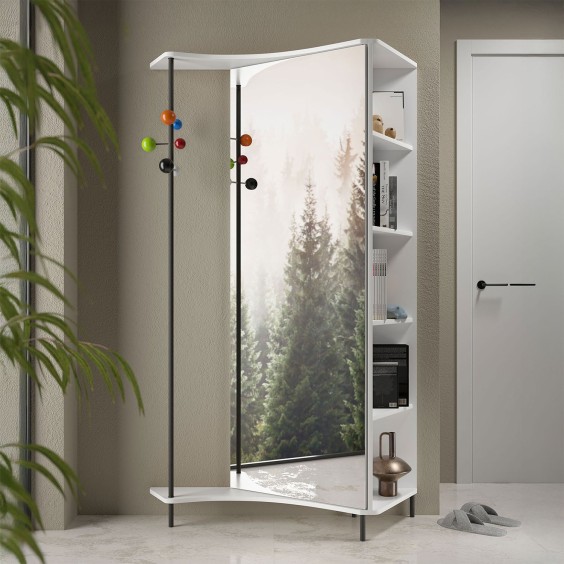 Entryway unit with bookcase and hanging rail PV01