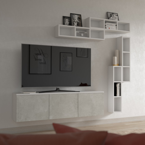 Set of modular wall-mounted storage units