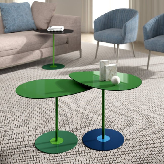 Crystal Drop coloured glass coffee table composition