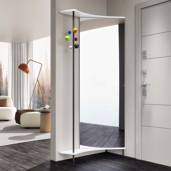 Mirrored entryway storage cabinet with coat stand Punto e Virgola