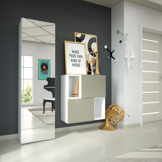 Freestanding coat storage and chest of drawers combo H08 for modern hallways