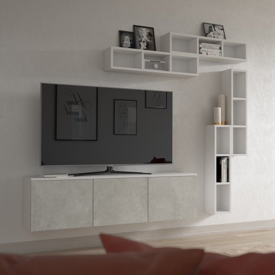 Modular floating tv stand made of w.50 h.40 d.35 cm storage units