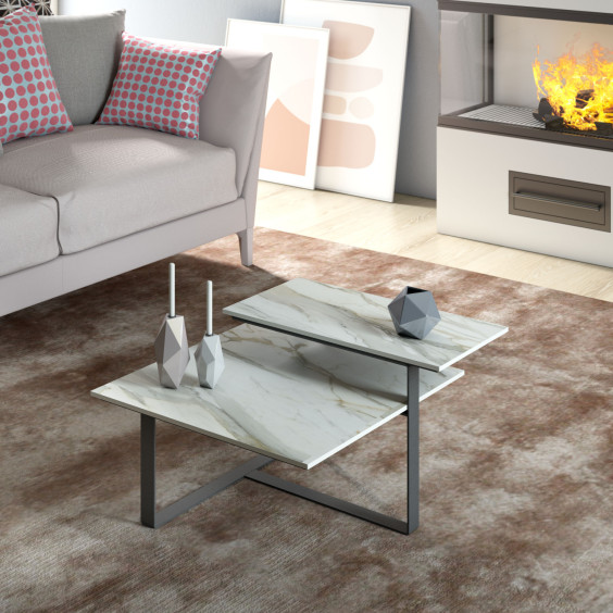 Modern double-top coffee table