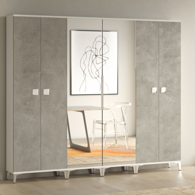 Space saving 6 door hallway wardrobe