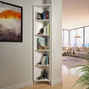 Modern space-saving corner bookcase Punto e Virgola