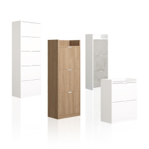 Double depth shoe cabinet with 2, 3 or 5 pull down doors Family Wood 