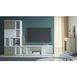 Modular media unit that can be used as a TV stand, storage space and bookcase