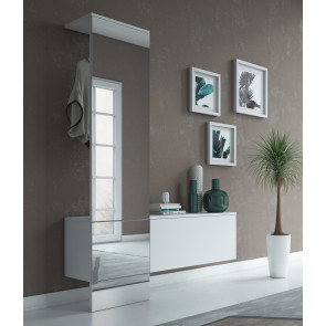 Hall coat stand with mirror and storage H03