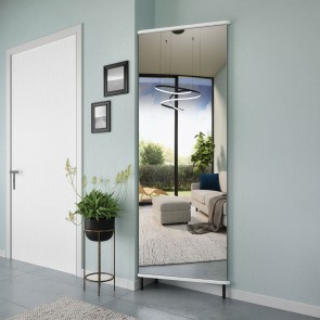 Hallway wardrobe with a reduced depth and mirrored door