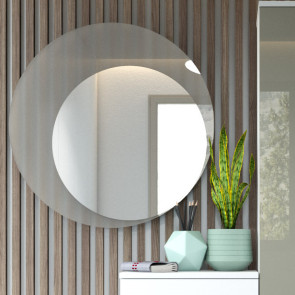 Round mirror with frosted glass frame Family Cristallo