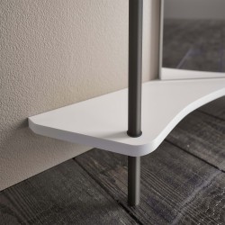 Detail of the coat stand, finished in painted metal