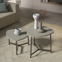 Set of 2 coffee tables with dove grey melamine top Milord