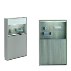 Galileo desk shown in a taupe and light elm nadir seta finishes, with several extra equipment