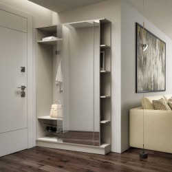 Storage compartment, closed by a sliding mirror door