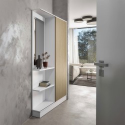 Entryway unit with mirror and shelves (model 351)