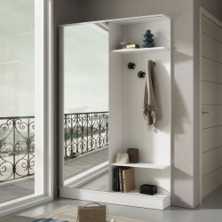 Entryway unit with a closed and open clothes hanger section (model 352)