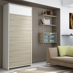 Once closed the cabinet looks like a small one door wardrobe