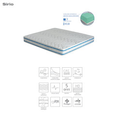 Sirio mattress in non-deformable polyurethane foam with 2.5 cm memory foam padding