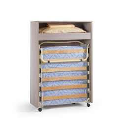 Cabinet convertible into a single bed, complete of slatted base and mattress