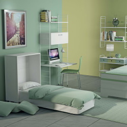 The single bed has a slatted base and a mattress