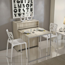 Transformable storage unit with hidden bed and dining table