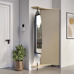 Corner entryway storage unit with rotating mirror Punto e Virgola