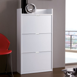 Double depth shoe cabinet in white finish