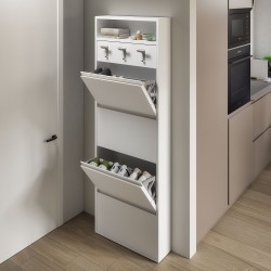 Shoe cabinet with 4 shoe compartments and rotating coat hooks