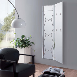 Folding mirror with pull out coat rack