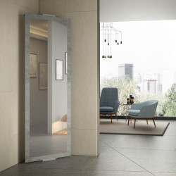 Corner mirror swivelling 360° with coat hooks at the back