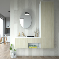 Wall mounted hallway furniture with mirror in its oval shape