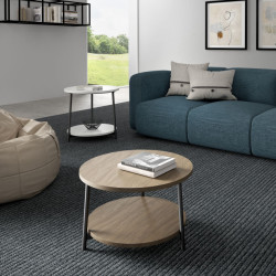 Set of 2 accent tables equipped with double shelf