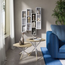 Roma wooden and white metal side table for the sofa