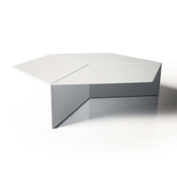 Esagono matt lacquered living room coffee table - white plate
