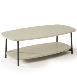 Wooden rectangular double-shelf coffee table