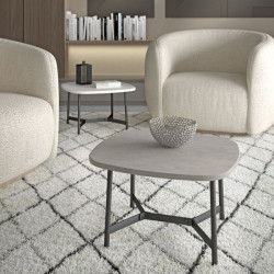 Square side table with concrete effect melamine top