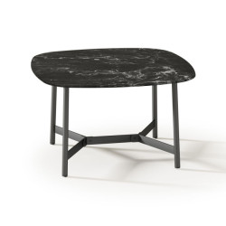 Square side table with black marble effect glass top