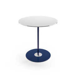 Round coloured glass coffee table - combination White 2