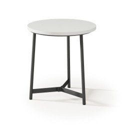 Round end table with white melamine top - h.50 cm