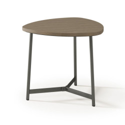 Triangular side table with wooden melamine top
